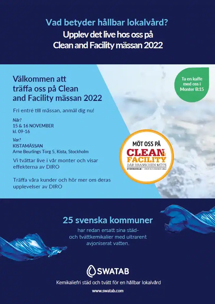 Vad betyder hållbar lokalvård? Träffa oss på Clean and Facility mässan 2022